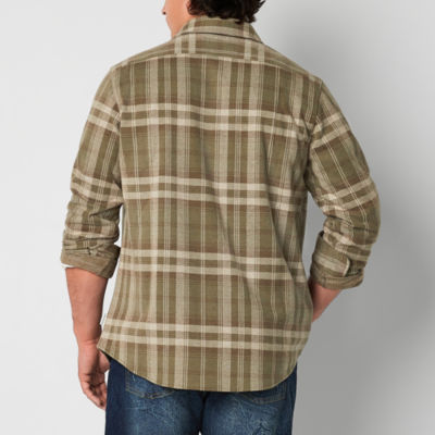 Frye and Co. Big and Tall Mens Regular Fit Long Sleeve Plaid Button-Down Shirt