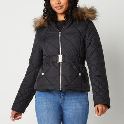 Maralyn And Me Hooded Belted Heavyweight Puffer Jacket-Juniors