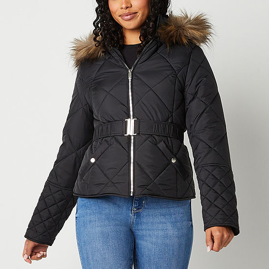 Maralyn And Me Hooded Belted Heavyweight Puffer Jacket-Juniors - JCPenney