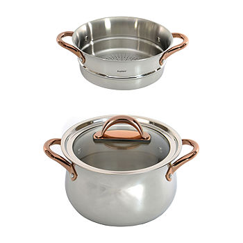 BergHOFF Belly Shape 18/10 Stainless Steel 6.25 Sauce Pan with Glass Lid  1.5Qt.