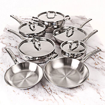Gotham Steel Premium Tri-Ply Stainless Steel Pots and Pans Set, 10