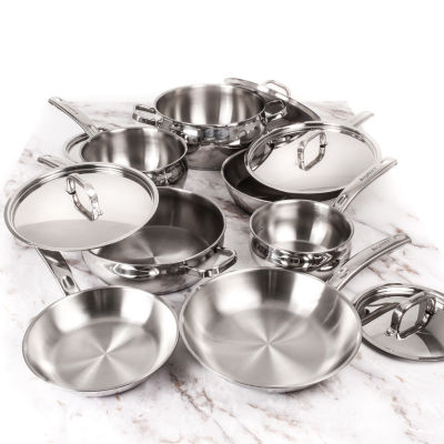 Oster Ridgewell 13 Piece Stainless Steel Belly Shape Cookware Set - Silver