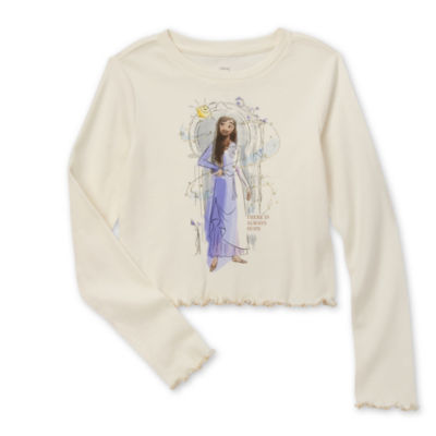 Disney Collection Little & Big Girls Crew Neck Long Sleeve Wish Graphic T-Shirt