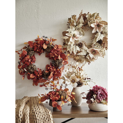 Linden Street Orange Leaves And Wicker Pumpkin Floral Arrangement