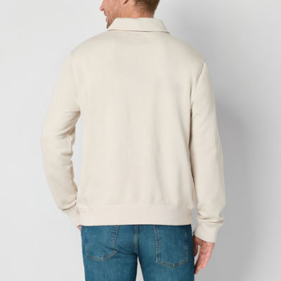 St. John's Bay French Terry Mens Long Sleeve Quarter-Zip Pullover