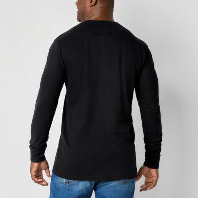 St. John's Bay Waffle Big and Tall Mens Long Sleeve Easy-on + Easy-off Adaptive Regular Fit Henley Shirt