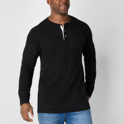 St. John's Bay Big and Tall Mens Long Sleeve Easy-on + Easy-off Adaptive Regular Fit Henley Shirt