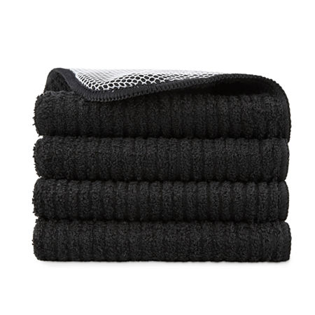 Cooks Scrubber 4-pc Dish Cloth, One Size, Black