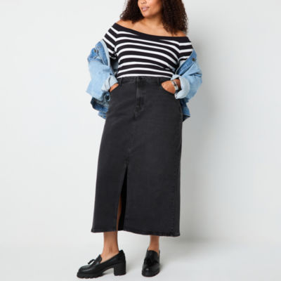 a.n.a Denim Womens High Rise Maxi Skirt - Plus