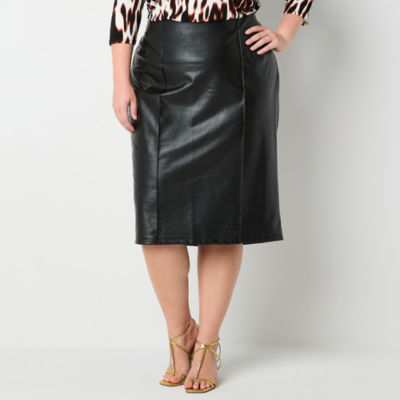 Bold Elements Womens High Rise Midi Pencil Skirt-Plus