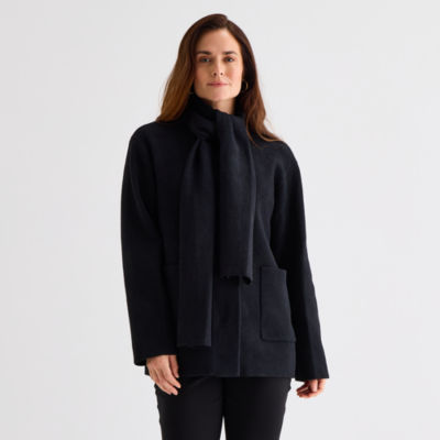 Liz Claiborne Scarf Womens Midweight Peacoat - JCPenney