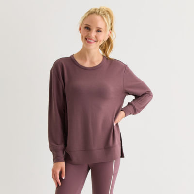 Xersion Womens Soft French Terry Crew Neck Long Sleeve Sweatshirt