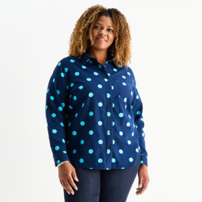 St. John's Bay Womens Plus Long Sleeve Blouse