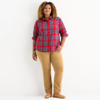 St. John's Bay Womens Plus Long Sleeve Blouse