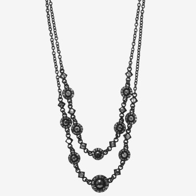Mixit Black Womens Gray Glass 17 Inch Strand Necklace
