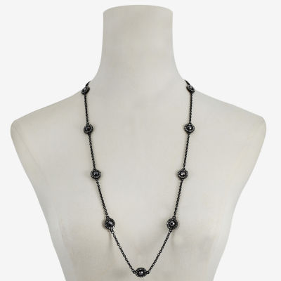 Mixit Black Womens Gray Glass 32 Inch Strand Necklace