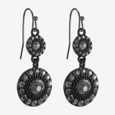 Mixit Black Womens Gray Glass Round Drop Earrings