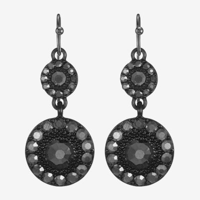 Mixit Black Womens Gray Glass Round Drop Earrings