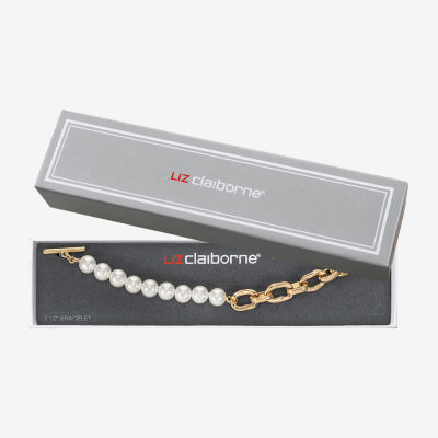 Liz Claiborne Gold Tone Womens Solid Link Bracelet