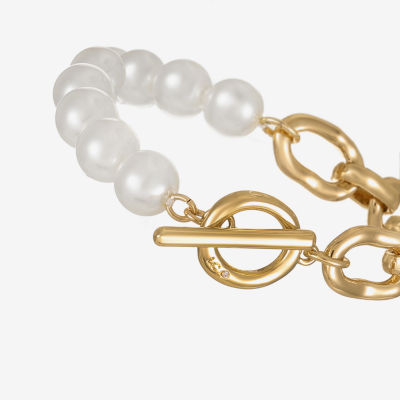 Liz Claiborne Gold Tone Womens Solid Link Bracelet