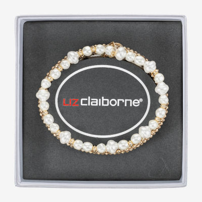 Liz Claiborne Gold Tone Womens Simulated Pearl Stretch Bracelet