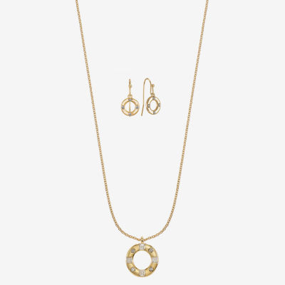 Liz Claiborne Pendant Necklace & Drop Earring Womens Glass 2-pc. Jewelry Set