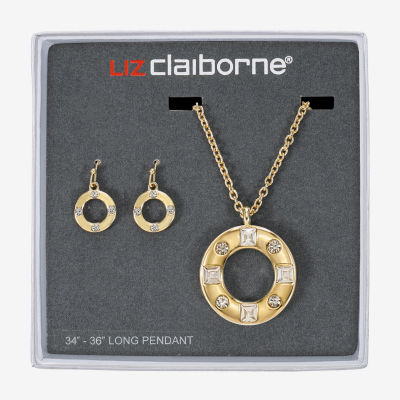 Liz Claiborne Pendant Necklace & Drop Earring Womens Glass 2-pc. Jewelry Set