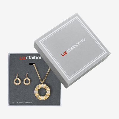 Liz Claiborne Pendant Necklace & Drop Earring Womens Glass 2-pc. Jewelry Set