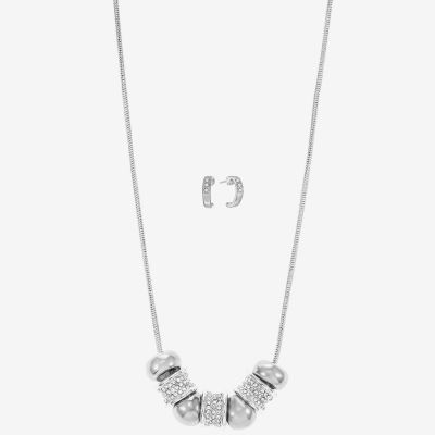 Liz Claiborne Slider Collar Necklace & Huggie Earring Womens Glass 2-pc. Jewelry Set