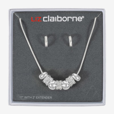 Liz Claiborne Slider Collar Necklace & Huggie Earring Womens Glass 2-pc. Jewelry Set
