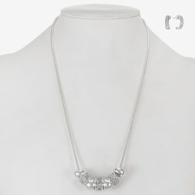 Liz Claiborne Slider Collar Necklace & Huggie Earring Womens Glass 2-pc. Jewelry Set