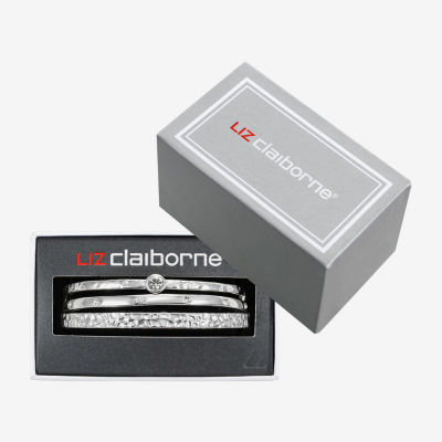 Liz Claiborne Textured Bangle Womens 3-pc. Glass Bracelet Set