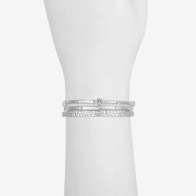 Liz Claiborne Textured Bangle Womens 3-pc. Glass Bracelet Set