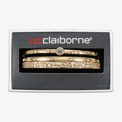 Liz Claiborne Textured Bangle Womens 3-pc. Glass Bracelet Set