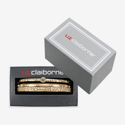 Liz Claiborne Textured Bangle Womens 3-pc. Glass Bracelet Set