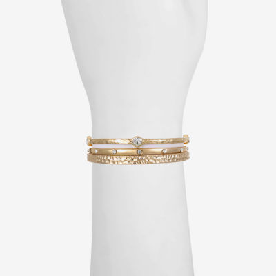 Liz Claiborne Textured Bangle Womens 3-pc. Glass Bracelet Set