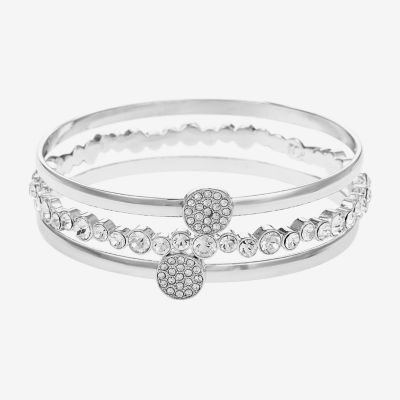 Liz Claiborne Pave Bangle Womens 3-pc. Glass Bracelet Set