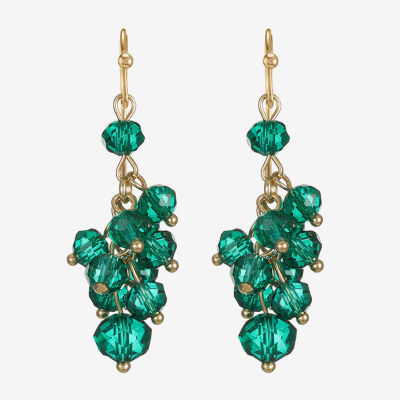 Liz Claiborne Gold Tone Beaded Shakey Womens Drop Earrings