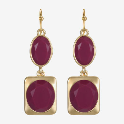 Liz Claiborne Womens Oval Rectangular Drop Earrings
