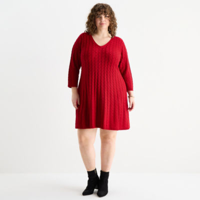 Jessica Howard Womens Plus 3/4 Sleeve Sweater Dress JCPenney
