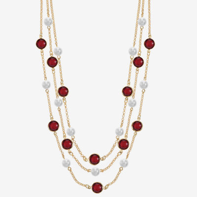 Liz Claiborne Gold Tone Multi Strand Womens 18 Inch Statement Necklace