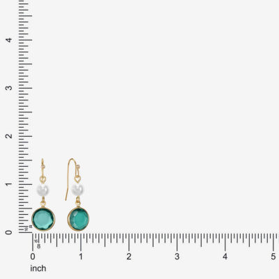 Liz Claiborne Gold Tone Beaded Womens Simulated Pearl Round Drop Earrings