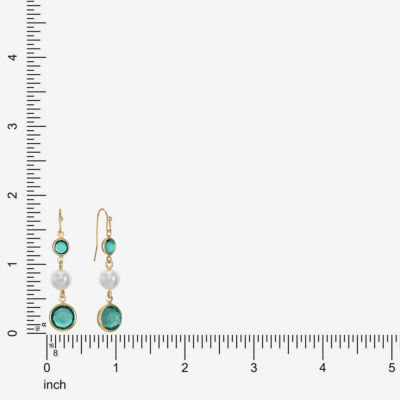 Liz Claiborne Gold Tone Beaded Womens Simulated Pearl Round Drop Earrings