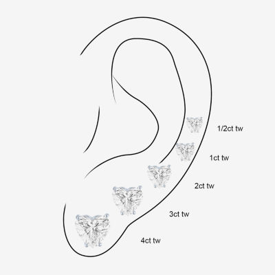 Si1-Si2/E-F 4 CT. T.W. Lab Grown White Diamond 14K White Gold 8.5mm Heart Stud Earrings