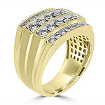 Mens 1 1/4 CT. T.W. Mined White Diamond 10K Gold Fashion Ring