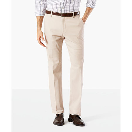 Dockers Easy Khaki With Stretch Mens Straight Fit Flat Front Pant, 38 34, Beige