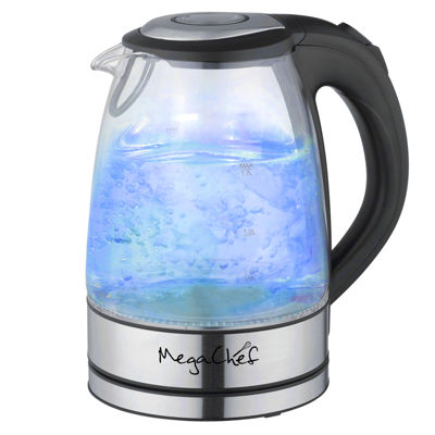 Megachef 1.7lt. Glass And Stainless Steel Electric Tea Kettle, Color