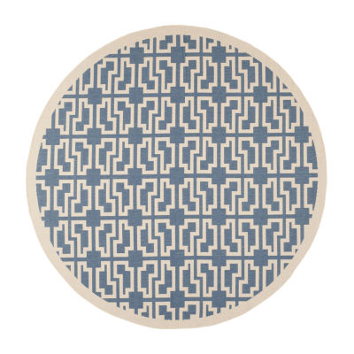Safavieh Courtyard Collection Eddie Geometric Indoor/Outdoor Round Area Rug