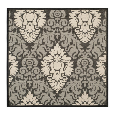 Safavieh Courtyard Collection Louise Damask Indoor/Outdoor Square Area Rug