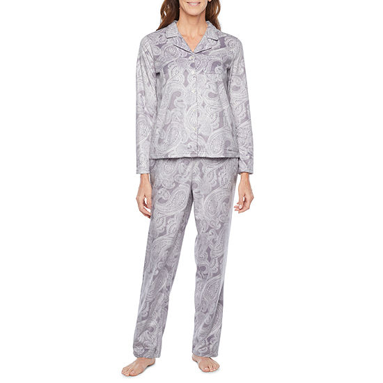 Adonna Womens Fleece Pant Pajama Set 2-pc. Long Sleeve